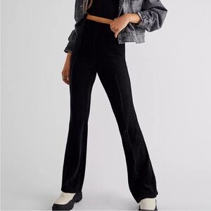 Free People Slim Pull-On Velvet Flare Pants